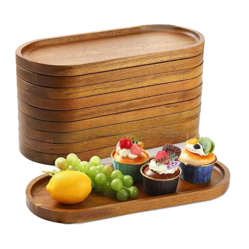 Japanese Snacks - Sofra katı ahşap yiyecek tepsisi yuvarlak
