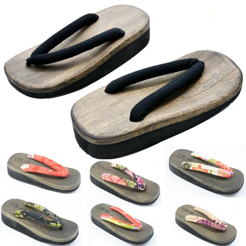 Geta Wooden Sandal - Kadın Cosplay Ayakkabıları Orta Topuklu Japon