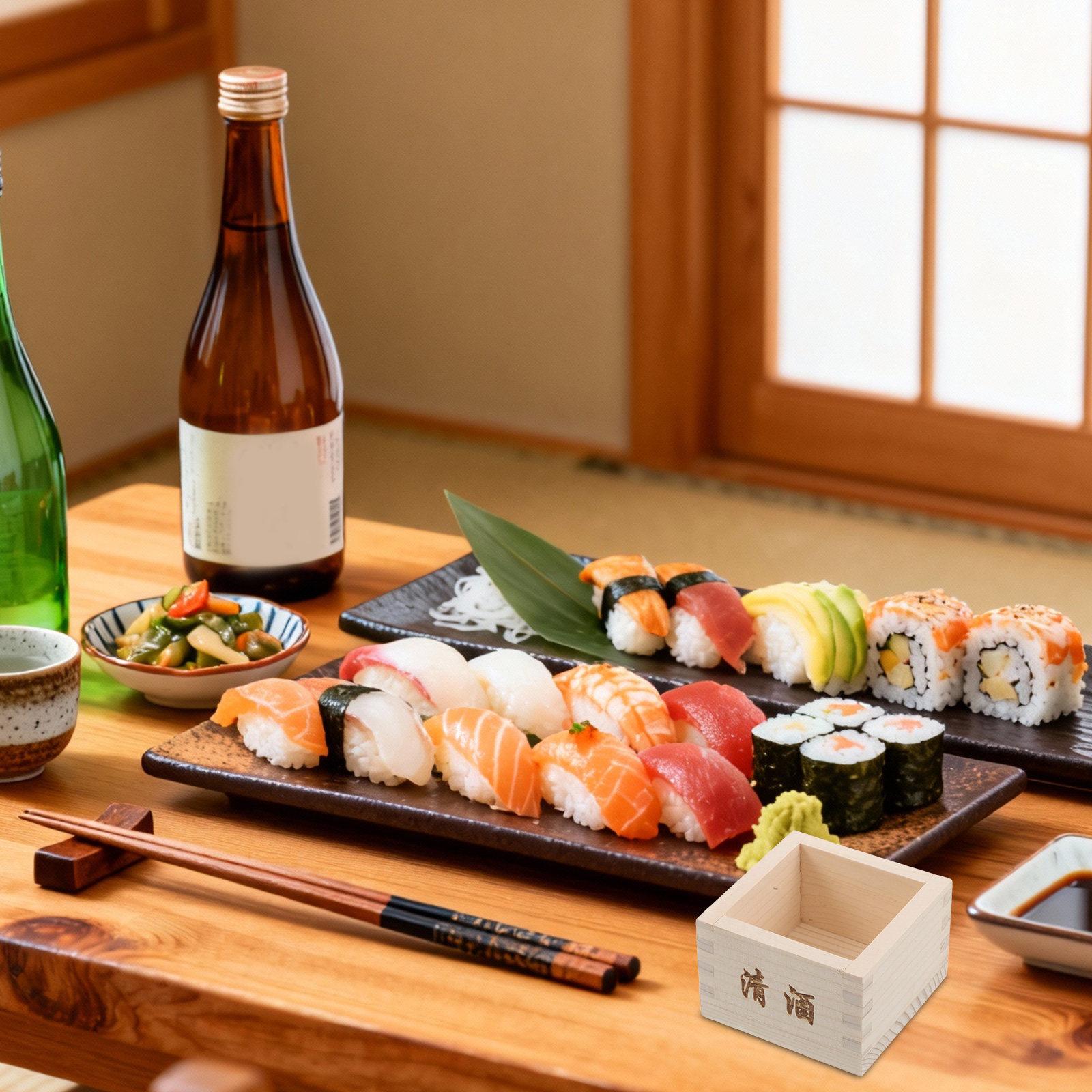 2 Adet Ahşap Sake Masu Kutusu, - Japanese Restaurant Lifestyle incelemesi ve fiyatı